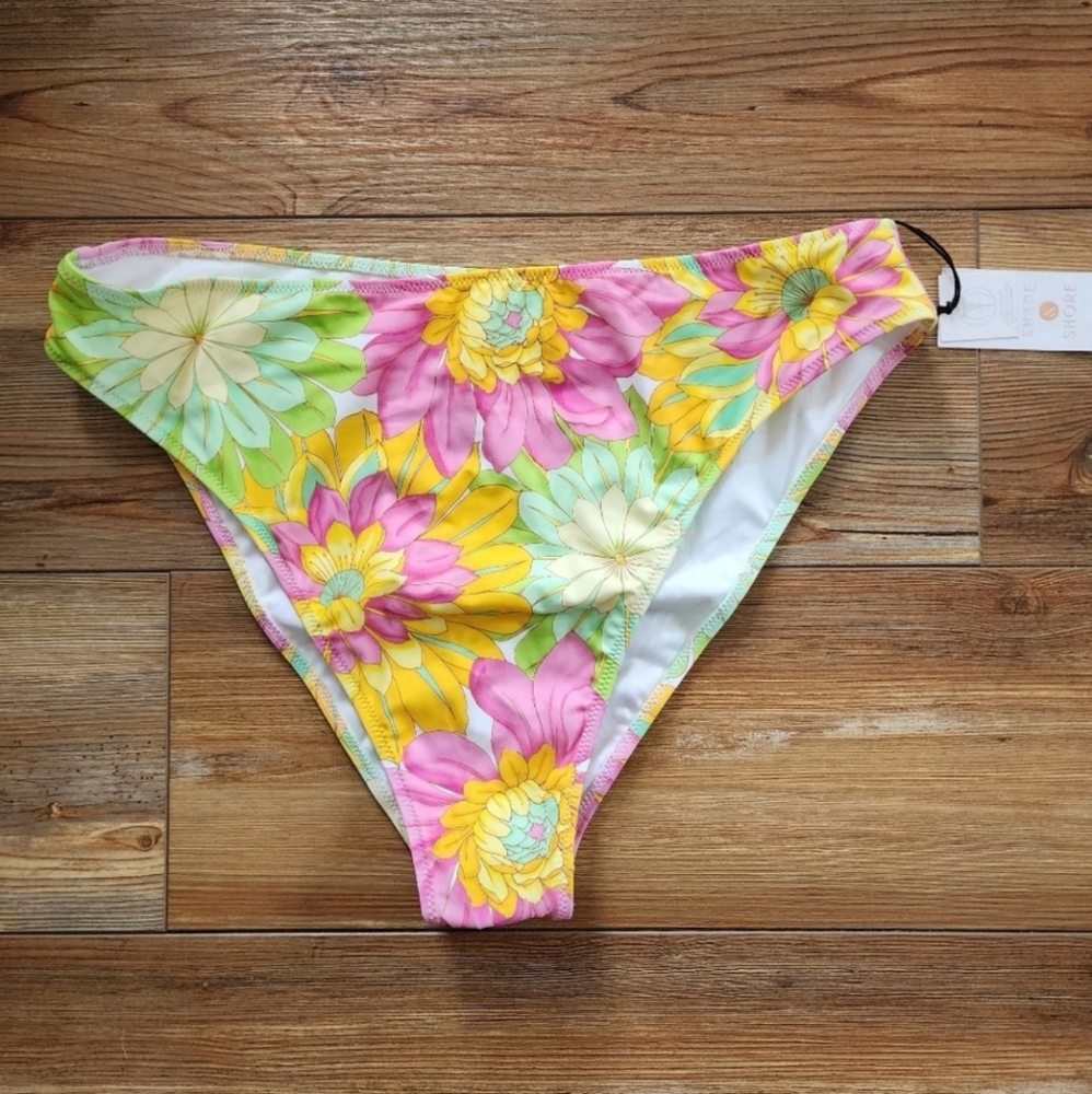 Shade & Shore Bikini Bottom Womens XL Pink Floral NEW